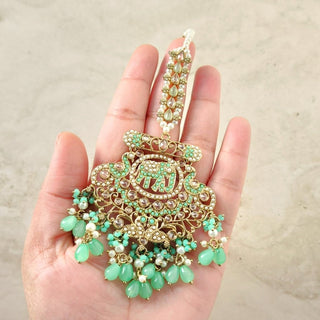 Radhika Mint Green Polki Tikka Set - ECLAT INDIAN JEWELSTikka SetsGreen