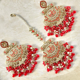 Radhika Red Polki Tikka Set - ECLAT INDIAN JEWELSTikka SetsRed