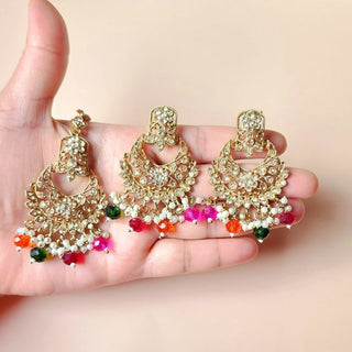 Raha Multicolour Polki Choker Necklace Set with Tikka & Passa - ECLAT INDIAN JEWELSNecklace SetsMulticolor