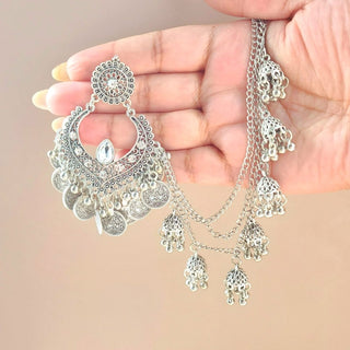 Ramona German Silver Baahubali Earrings - ECLAT INDIAN JEWELSEarringsSilver