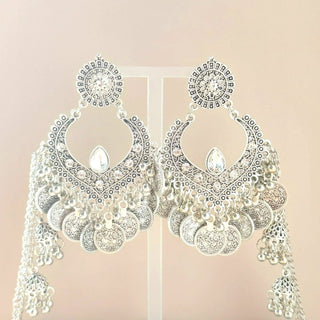 Ramona German Silver Baahubali Earrings - ECLAT INDIAN JEWELSEarringsSilver