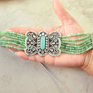 Raven Green Kundan Choker Necklace Set - ECLAT INDIAN JEWELSNecklace SetsGreen