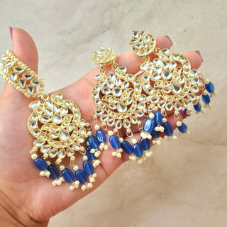 Rebecca Blue Kundan Necklace Set with Tikka - ECLAT INDIAN JEWELSNecklace SetsBlue