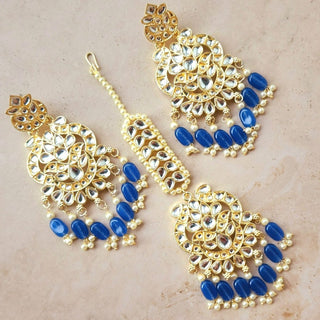 Rebecca Blue Kundan Necklace Set with Tikka - ECLAT INDIAN JEWELSNecklace SetsBlue