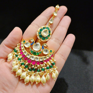 Regina Multicolour Pachi Kundan 20k Gold plated Maang Tikka - ECLAT INDIAN JEWELSMaang TikkaMulticolour