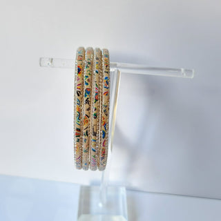 Renee Beige Multicolour Pattern Bangles (Set of 4) (2.4, 2.6, 2.8) - ECLAT INDIAN JEWELSBangle, Kadas & Bracelets2.6