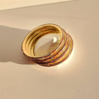 Renee Brown Multicolour Pattern Bangles (Set of 4) (2.4, 2.6, 2.8) - ECLAT INDIAN JEWELSBangle, Kadas & Bracelets2.6