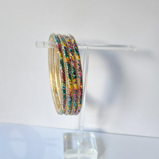 Renee Dark Multicolour Pattern Bangles (Set of 4) (2.4,2.6, 2.8) - ECLAT INDIAN JEWELSBangle, Kadas & Bracelets2.6