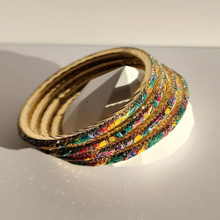 Renee Dark Multicolour Pattern Bangles (Set of 4) (2.4,2.6, 2.8) - ECLAT INDIAN JEWELSBangle, Kadas & Bracelets2.6