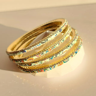 Renee Light Blue Multicolour Pattern Bangles (Set of 4) (2.4, 2.6, 2.8) - ECLAT INDIAN JEWELSBangle, Kadas & Bracelets2.6