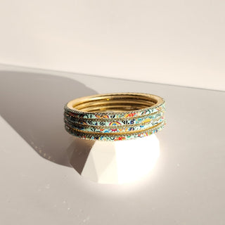 Renee Light Blue Multicolour Pattern Bangles (Set of 4) (2.4, 2.6, 2.8) - ECLAT INDIAN JEWELSBangle, Kadas & Bracelets2.6
