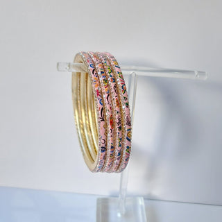 Renee Light Pink Multicolour Pattern Bangles (Set of 4) (2.4,2.6, 2.8) - ECLAT INDIAN JEWELSBangle, Kadas & Bracelets2.6