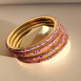 Renee Mauve Purple Multicolour Pattern Bangles (Set of 4) (2.4, 2.6, 2.8) - ECLAT INDIAN JEWELSBangle, Kadas & Bracelets2.6