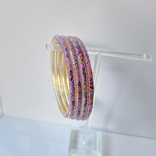 Renee Mauve Purple Multicolour Pattern Bangles (Set of 4) (2.4, 2.6, 2.8) - ECLAT INDIAN JEWELSBangle, Kadas & Bracelets2.6