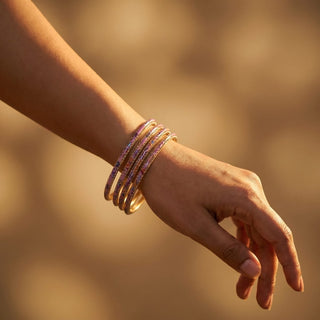 Renee Mauve Purple Multicolour Pattern Bangles (Set of 4) (2.4, 2.6, 2.8) - ECLAT INDIAN JEWELSBangle, Kadas & Bracelets2.6