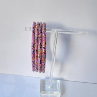 Renee Mauve Purple Multicolour Pattern Bangles (Set of 4) (2.4, 2.6, 2.8) - ECLAT INDIAN JEWELSBangle, Kadas & Bracelets2.6