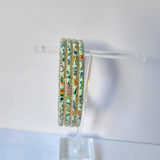 Renee Mint Green Multicolour Pattern Bangles (Set of 4) (2.4, 2.6, 2.8) - ECLAT INDIAN JEWELSBangle, Kadas & Bracelets2.6
