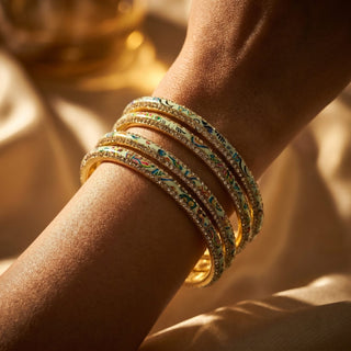 Renee Mint Green Multicolour Pattern Bangles (Set of 4) (2.4, 2.6, 2.8) - ECLAT INDIAN JEWELSBangle, Kadas & Bracelets2.6