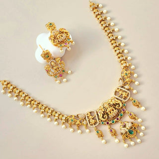 Renee Multicolour Temple Necklace Set - ECLAT INDIAN JEWELSNecklace SetsGold