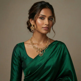 Renee Multicolour Temple Necklace Set - ECLAT INDIAN JEWELSNecklace SetsGold