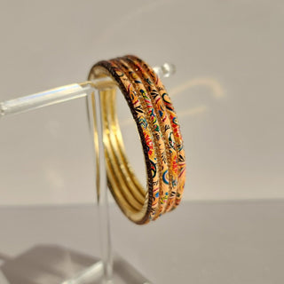 Renee Peach Multicolour Pattern Bangles (Set of 4) (2.4, 2.6, 2.8) - ECLAT INDIAN JEWELSBangle, Kadas & Bracelets2.6