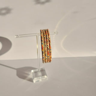 Renee Peach Multicolour Pattern Bangles (Set of 4) (2.4, 2.6, 2.8) - ECLAT INDIAN JEWELSBangle, Kadas & Bracelets2.6