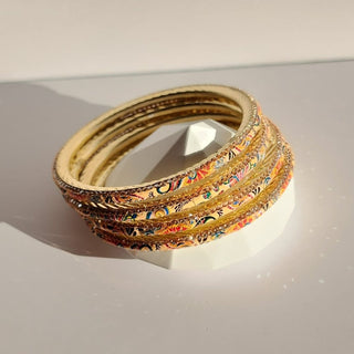 Renee Peach Multicolour Pattern Bangles (Set of 4) (2.4, 2.6, 2.8) - ECLAT INDIAN JEWELSBangle, Kadas & Bracelets2.6