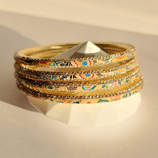 Renee Peach Multicolour Pattern Bangles (Set of 4) (2.4, 2.6, 2.8) - ECLAT INDIAN JEWELSBangle, Kadas & Bracelets2.6