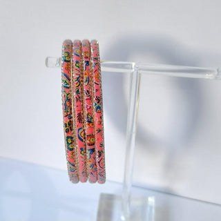 Renee Pink Pattern Bangles (Set of 4) (2.4,2.6, 2.8) - ECLAT INDIAN JEWELSBangle, Kadas & Bracelets2.6