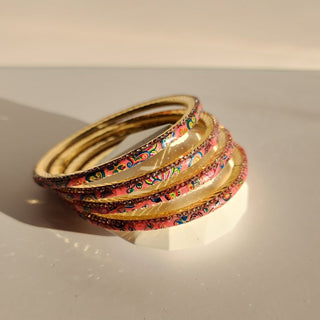 Renee Pink Pattern Bangles (Set of 4) (2.4,2.6, 2.8) - ECLAT INDIAN JEWELSBangle, Kadas & Bracelets2.6