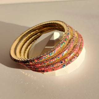 Renee Pink Pattern Bangles (Set of 4) (2.4,2.6, 2.8) - ECLAT INDIAN JEWELSBangle, Kadas & Bracelets2.6