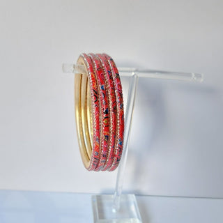 Renee Ruby Red Multicolour Pattern Bangles (Set of 4) (2.4, 2.6, 2.8) - ECLAT INDIAN JEWELSBangle, Kadas & Bracelets2.6