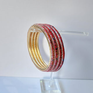 Renee Ruby Red Multicolour Pattern Bangles (Set of 4) (2.4, 2.6, 2.8) - ECLAT INDIAN JEWELSBangle, Kadas & Bracelets2.6