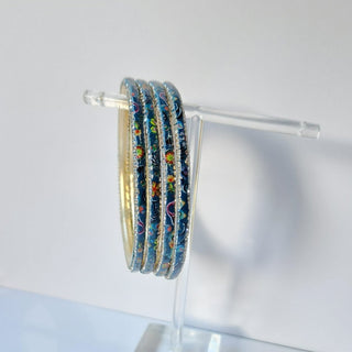 Renee Teal Multicolour Pattern Bangles (Set of 4) (2.4,2.6, 2.8) - ECLAT INDIAN JEWELSBangle, Kadas & Bracelets2.6
