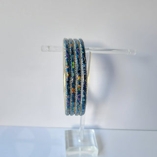 Renee Teal Multicolour Pattern Bangles (Set of 4) (2.4,2.6, 2.8) - ECLAT INDIAN JEWELSBangle, Kadas & Bracelets2.6