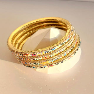 Renee White Multicolour Pattern Bangles (Set of 4) (2.4, 2.6, 2.8) - ECLAT INDIAN JEWELSBangle, Kadas & Bracelets2.6