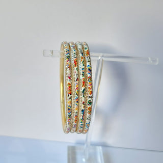 Renee White Multicolour Pattern Bangles (Set of 4) (2.4, 2.6, 2.8) - ECLAT INDIAN JEWELSBangle, Kadas & Bracelets2.6