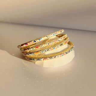 Renee White Multicolour Pattern Bangles (Set of 4) (2.4, 2.6, 2.8) - ECLAT INDIAN JEWELSBangle, Kadas & Bracelets2.6