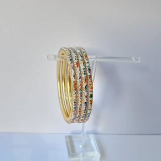 Renee White Multicolour Pattern Bangles (Set of 4) (2.4, 2.6, 2.8) - ECLAT INDIAN JEWELSBangle, Kadas & Bracelets2.6