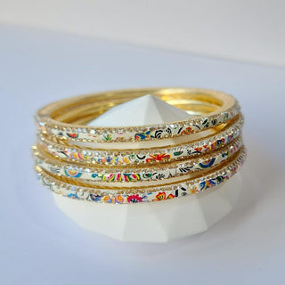 Renee White Multicolour Pattern Bangles (Set of 4) (2.4, 2.6, 2.8) - ECLAT INDIAN JEWELSBangle, Kadas & Bracelets2.6