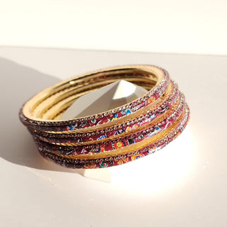 Renee Wine Multicolour Pattern Bangles (Set of 4) (2.4,2.6, 2.8) - ECLAT INDIAN JEWELSBangle, Kadas & Bracelets2.6