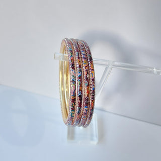 Renee Wine Multicolour Pattern Bangles (Set of 4) (2.4,2.6, 2.8) - ECLAT INDIAN JEWELSBangle, Kadas & Bracelets2.6