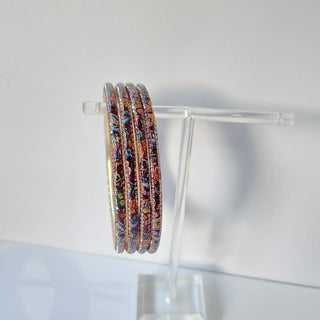 Renee Wine Multicolour Pattern Bangles (Set of 4) (2.4,2.6, 2.8) - ECLAT INDIAN JEWELSBangle, Kadas & Bracelets2.6