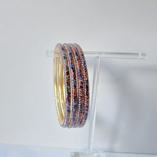 Renee Wine Multicolour Pattern Bangles (Set of 4) (2.4,2.6, 2.8) - ECLAT INDIAN JEWELSBangle, Kadas & Bracelets2.6