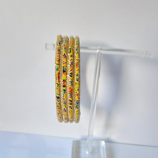 Renee Yellow Pattern Bangles (Set of 4) (2.4,2.6, 2.8) - ECLAT INDIAN JEWELSBangle, Kadas & Bracelets2.6