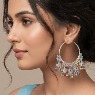 Rheya Multicolour German Silver Bali Jhumki Earrings - ECLAT INDIAN JEWELSEarringsMulticolor