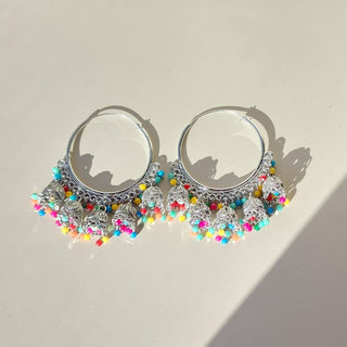 Rheya Multicolour German Silver Bali Jhumki Earrings - ECLAT INDIAN JEWELSEarringsMulticolor