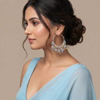 Rheya Multicolour German Silver Bali Jhumki Earrings - ECLAT INDIAN JEWELSEarringsMulticolor