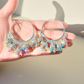 Rheya Multicolour German Silver Bali Jhumki Earrings - ECLAT INDIAN JEWELSEarringsMulticolor