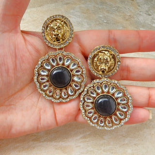 Ria Sabyasachi Inspired Black Kundan Earrings - ECLAT INDIAN JEWELSEarringsBlack